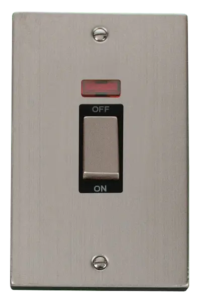 Click Deco Stainless Steel Ingot 2 Gang 45A DP Switch With Neon with Black Insert – VPSS503BK