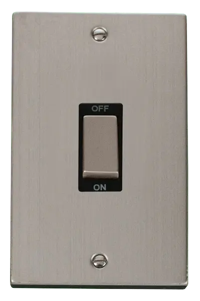 Click Deco Stainless Steel Ingot 2 Gang 45A DP Switch with Black Insert – VPSS502BK