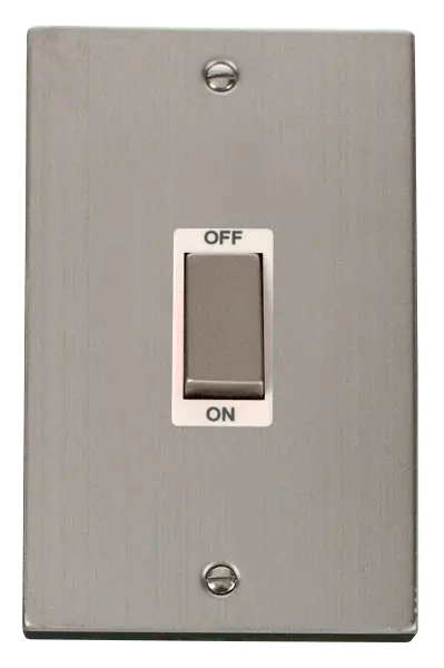 Click Deco Stainless Steel Ingot 2 Gang 45A DP Switch with White Insert – VPSS502WH