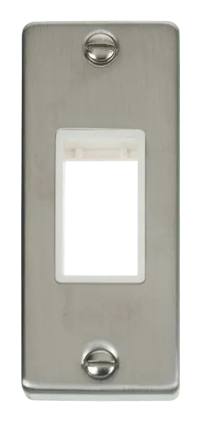 Click Deco Stainless Steel Single Architrave Plate & Aperture with White Insert – VPSS471WH