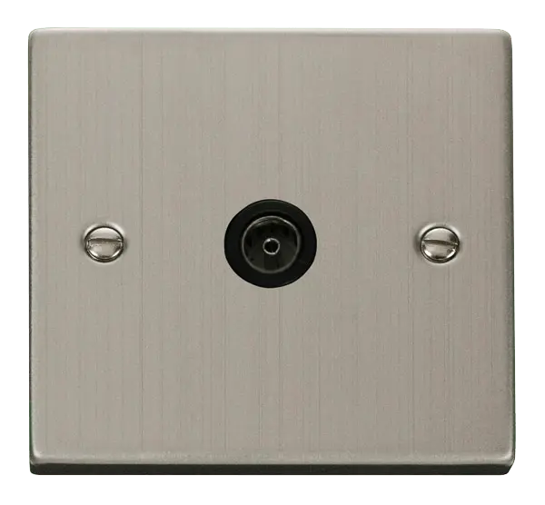 Click Deco Stainless Steel Single Coaxial Socket Outlet with Black Insert – VPSS065BK