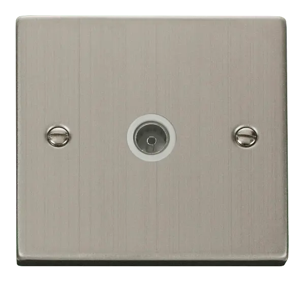 Click Deco Stainless Steel Single Coaxial Socket Outlet with White Insert – VPSS065WH
