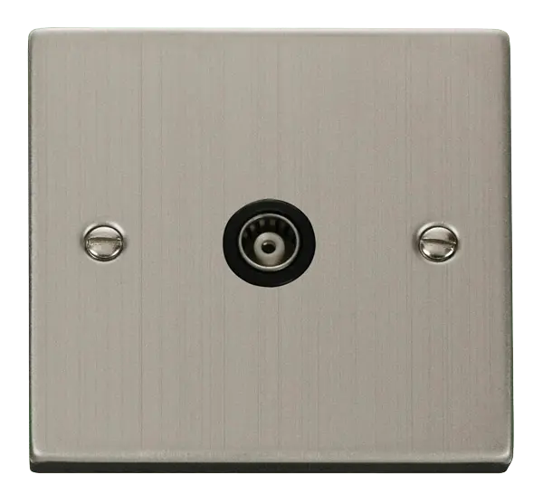 Click Deco Stainless Steel Single Isolated Coaxial Socket Outlet with Black Insert – VPSS158BK