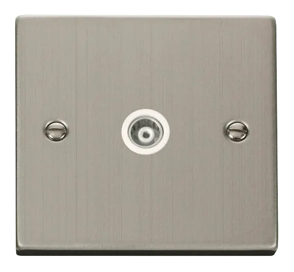 Click Deco Stainless Steel Single Isolated Coaxial Socket Outlet with White Insert – VPSS158WH