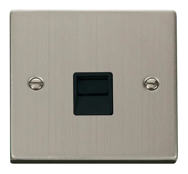 Click Deco Stainless Steel Single Telephone Socket Outlet Secondary with Black Insert – VPSS125BK