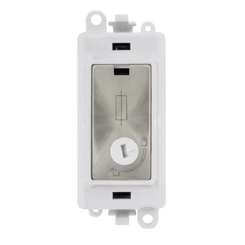 Click GridPro 13A Fused Lockable Module - White - Satin Chrome – GM2047-LPWSC