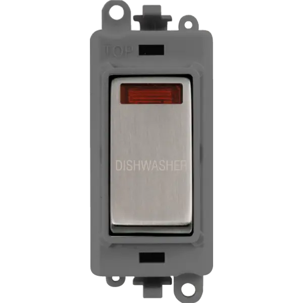 Click GridPro 20AX Double Pole Switch With Neon Module - Grey - Stainless Steel - Dishwasher – GM2018NGYSS-DW