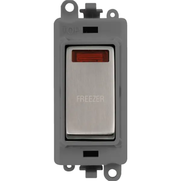 Click GridPro 20AX Double Pole Switch With Neon Module - Grey - Stainless Steel - Freezer – GM2018NGYSS-FZ