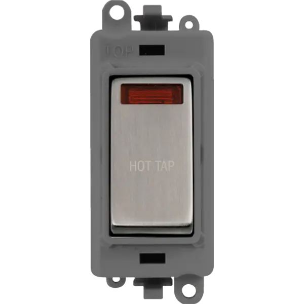 Click GridPro 20AX Double Pole Switch With Neon Module - Grey - Stainless Steel - Hot Tap – GM2018NGYSS-HT