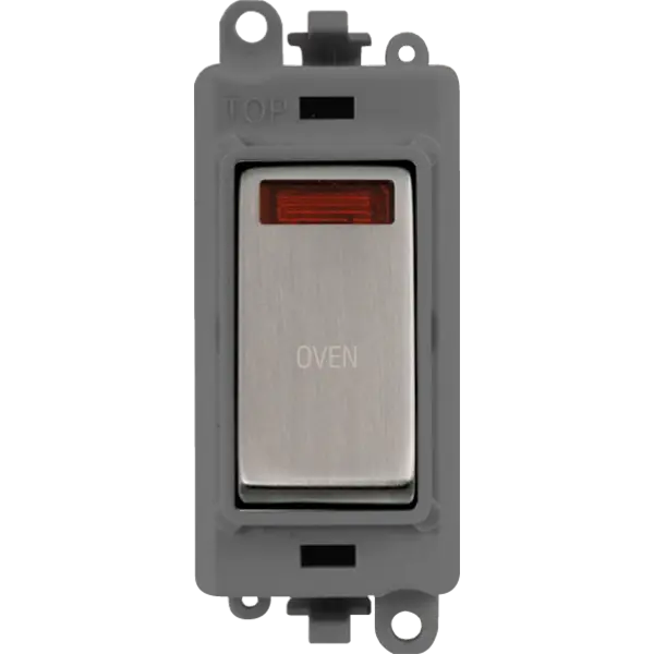 Click GridPro 20AX Double Pole Switch With Neon Module - Grey - Stainless Steel - Oven – GM2018NGYSS-OV Click Scolmore