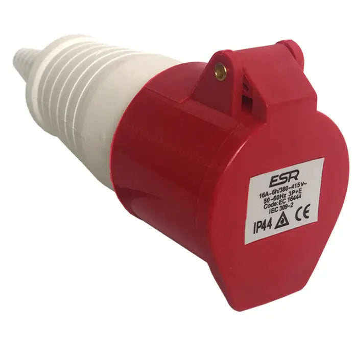 ESR 16 Amp 4 Pin Eco Coupler Socket 3P+E Industrial IP44 Red 415V EC16444 ESR