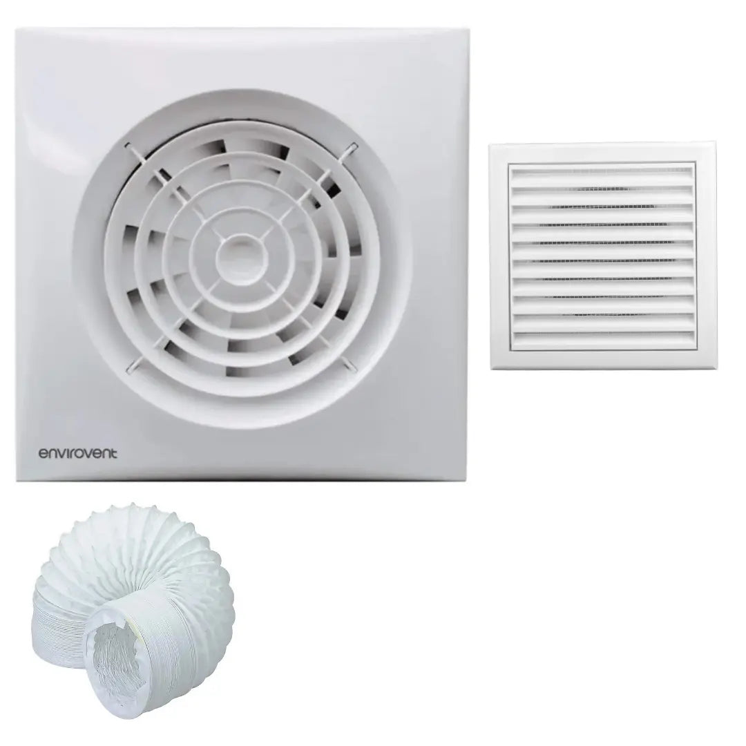 Envirovent SIL100T Extractor Fan Complete Kit - Fan, Grille & Ducting - Timer - ACAS Electrical