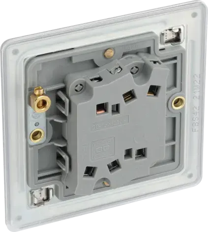 BG Nexus Screwless Flat Plate Brushed Steel Double Light Switch FBS42 10Amp BG Nexus