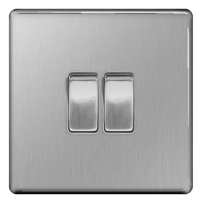 BG Nexus Screwless Flat Plate Brushed Steel Switches and Sockets Grey Inserts Full Range BG Nexus