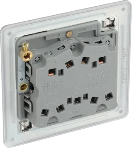 BG Nexus Screwless Flat Plate Brushed Steel Triple Light Switch FBS43 10Amp BG Nexus