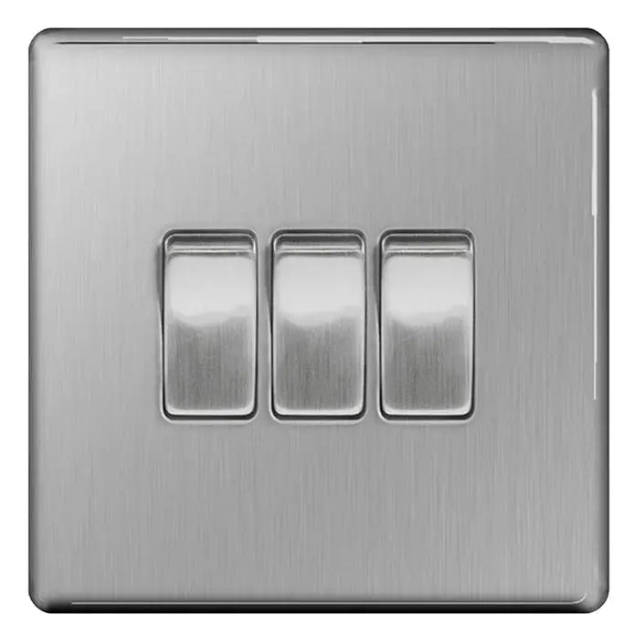 BG Nexus Screwless Flat Plate Brushed Steel Switches and Sockets Grey Inserts Full Range BG Nexus