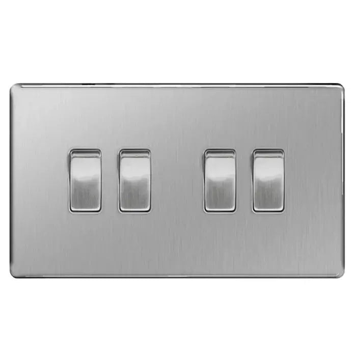 BG Nexus Screwless Flat Plate Brushed Steel Switches and Sockets Grey Inserts Full Range BG Nexus