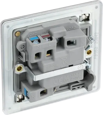 BG Nexus Screwless Flat Plate Brushed Steel Switched Fused Spur with Neon FBS52 13Amp BG Nexus