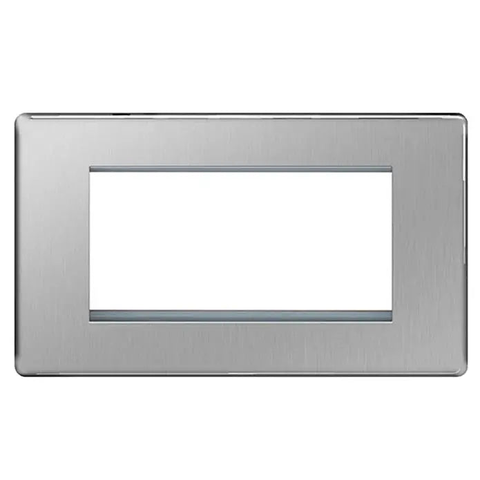 BG Nexus Screwless Flat Plate Brushed Steel Switches and Sockets Grey Inserts Full Range BG Nexus