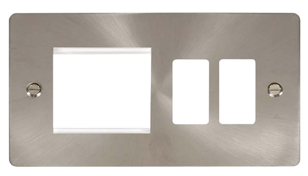 Click GridPro Hotel Accessory Plate - 2 Gang Gridpro Frontplate With Twin New Media Aperture – FPBS31102
