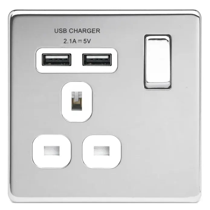 BG Nexus Screwless Flat Plate Polished Chrome Switches and Sockets White Inserts Full Range BG Nexus