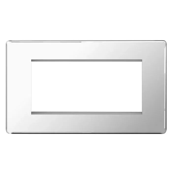 BG Nexus Screwless Flat Plate Polished Chrome Switches and Sockets White Inserts Full Range BG Nexus