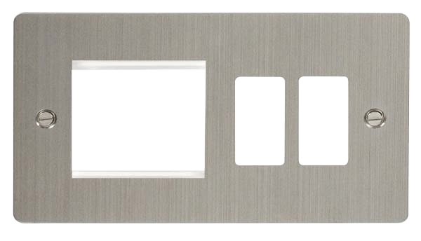 Click GridPro Hotel Accessory Plate - 2 Gang Gridpro Frontplate With Twin New Media Aperture – FPSS31102