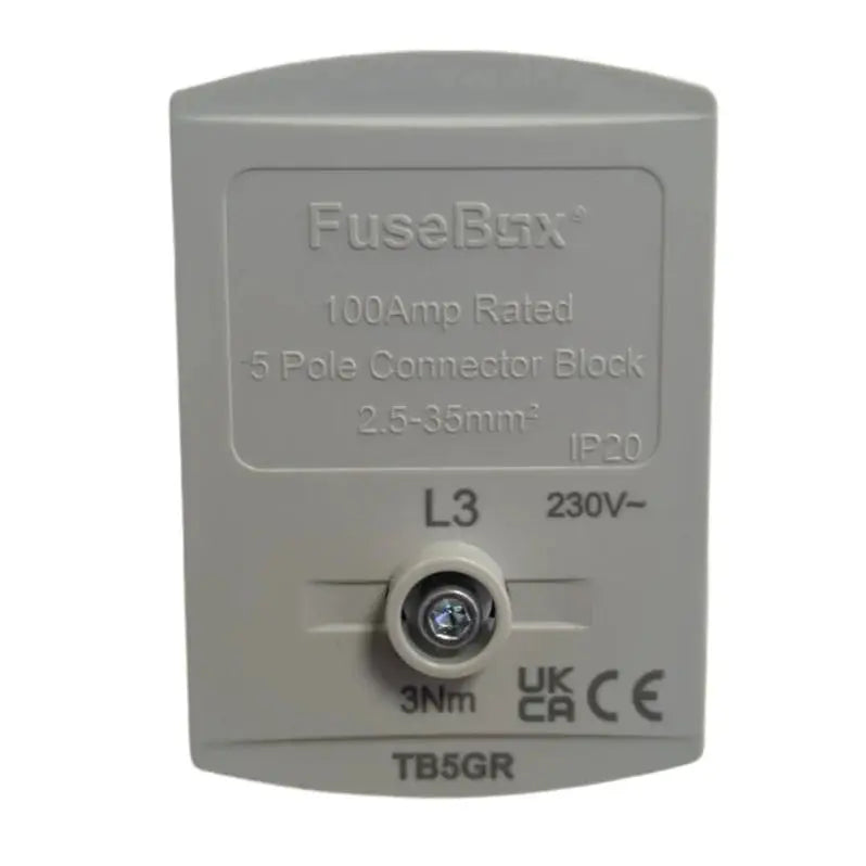 FuseBox 100A 5 Pole Electrical Connector Block IP20-(TB5) Multiple Colours FuseBox