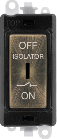 Click GridPro 10A 3 POLE FAN ISOLATION SWITCH - BLACK INSERT - ANTIQUE BRASS SWITCH – GM1030BKAB