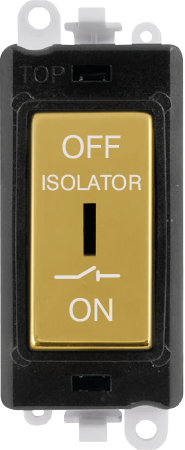 Click GridPro 10A 3 POLE FAN ISOLATION SWITCH - BLACK INSERT - POLISHED BRASS SWITCH – GM1030BKBR