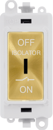 Click GridPro 10A 3 POLE FAN ISOLATION SWITCH - POLAR WHITE INSERT - SATIN BRASS SWITCH – GM1030PWSB