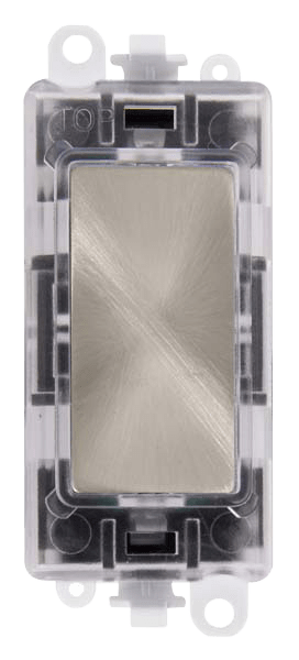 Click GridPro 250V~ Green Transparent Illuminated Blank Module - Brushed Steel – GM2008GTBS