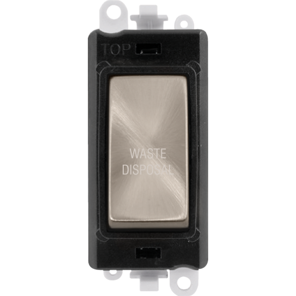 Click GridPro 20AX Double Pole Switch Module - Black - Brushed Stainless - Waste Disposal – GM2018BKBS-WD
