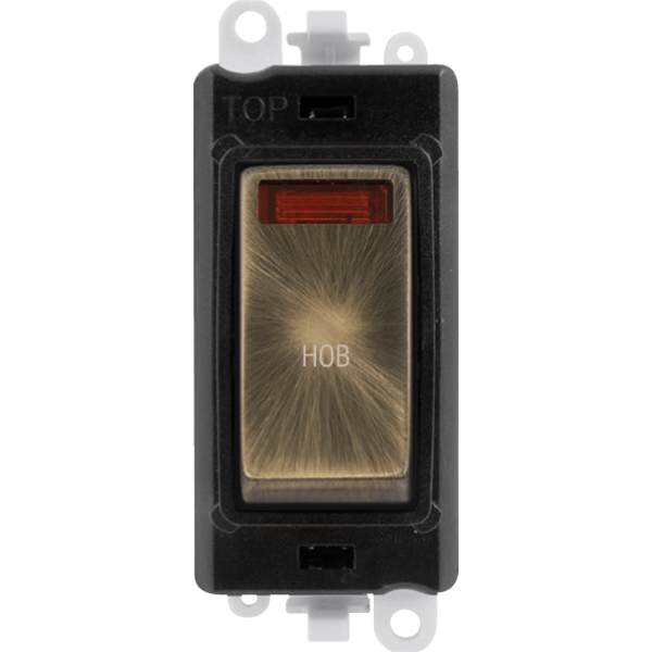 Click GridPro 20AX Double Pole Switch With Neon Module - Black - Antique Brass - Hob – GM2018NBKAB-HB