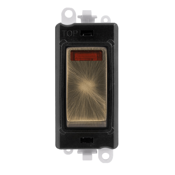 Click GridPro 20AX Double Pole Switch With Neon Module - Black - Antique Brass – GM2018NBKAB