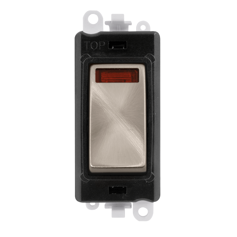 Click GridPro 20AX Double Pole Switch With Neon Module - Black - Brushed Stainless – GM2018NBKBS