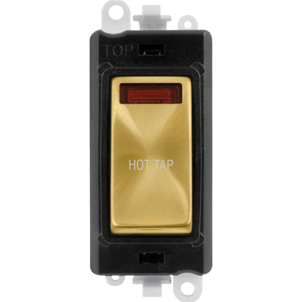 Click GridPro 20AX Double Pole Switch With Neon Module - Black - Satin Brass - Hot Tap – GM2018NBKSB-HT
