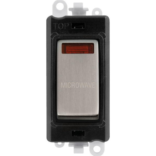 Click GridPro 20AX Double Pole Switch With Neon Module - Black - Stainless Steel - Microwave – GM2018NBKSS-MW