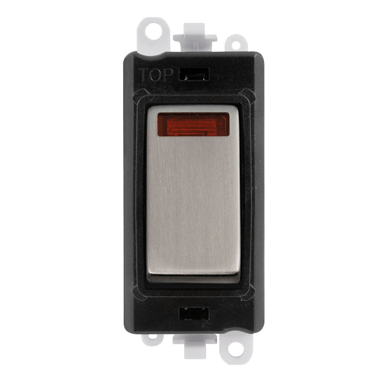 Click GridPro 20AX Double Pole Switch With Neon Module - Black - Stainless Steel – GM2018NBKSS