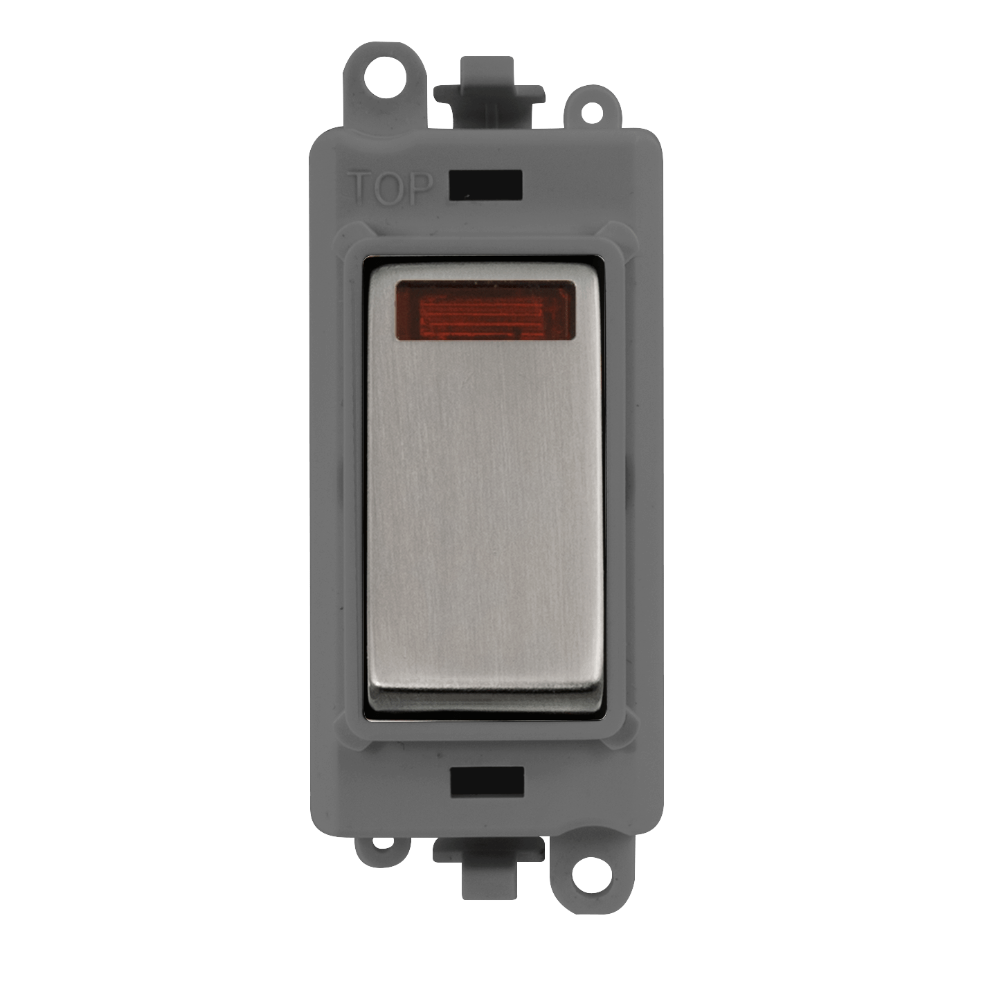 Click GridPro 20AX Double Pole Switch With Neon Module - Grey - Stainless Steel – GM2018NGYSS