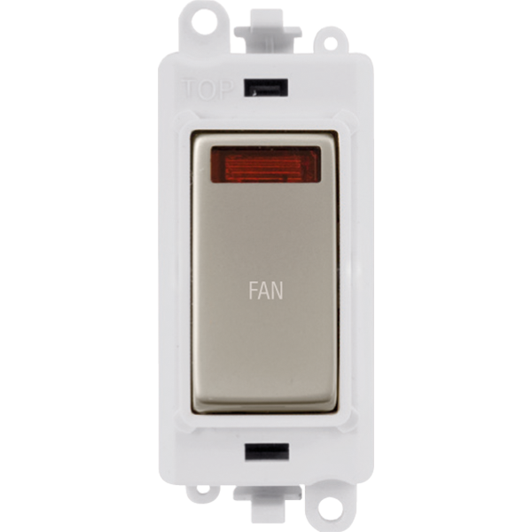Click GridPro 20AX Double Pole Switch With Neon Module - Polar White - Pearl Nickel - Fan – GM2018NPWPN-FN