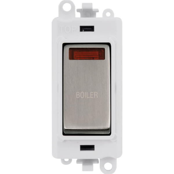 Click GridPro 20AX Double Pole Switch With Neon Module - Polar White - Stainless Steel - Boiler – GM2018NPWSS-BL