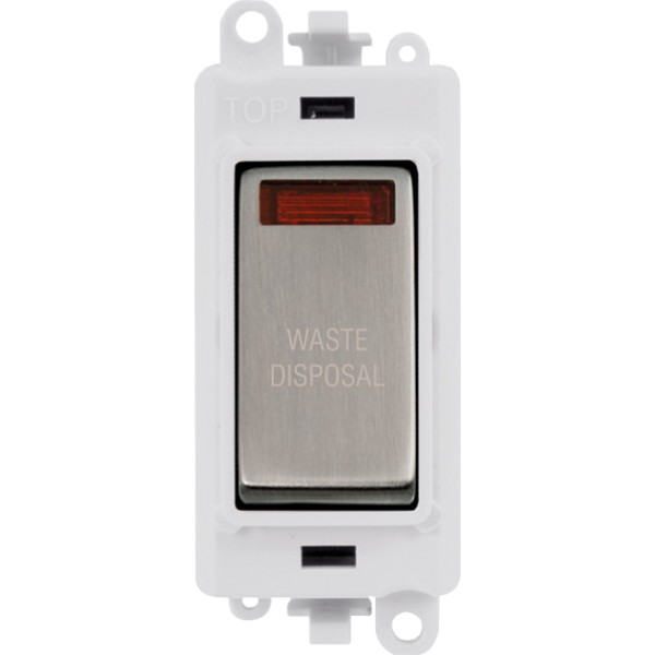 Click GridPro 20AX Double Pole Switch With Neon Module - Polar White - Stainless Steel - Waste Disposal – GM2018NPWSS-WD