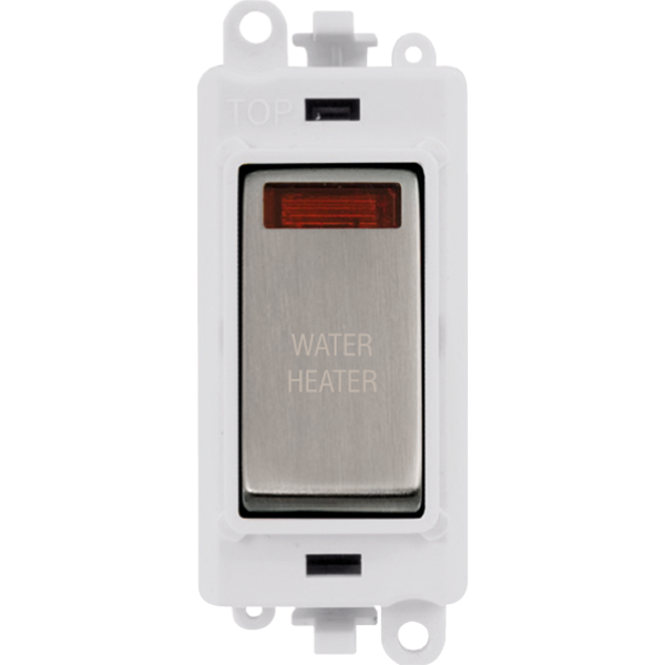 Click GridPro 20AX Double Pole Switch With Neon Module - Polar White - Stainless Steel - Water Heater – GM2018NPWSS-WH