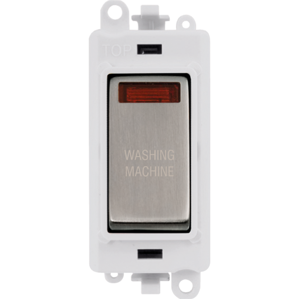 Click GridPro 20AX Double Pole Switch With Neon Module - Polar White - Stainless Steel - Washing Machine – GM2018NPWSS-WM
