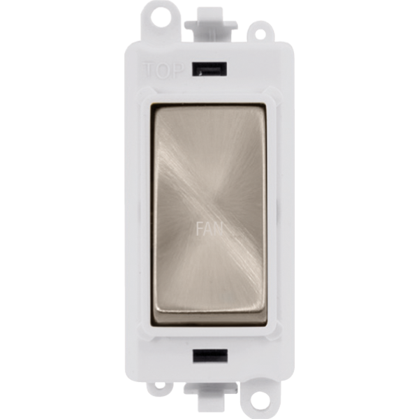 Click GridPro 20AX Double Pole Switch Module - Polar White - Brushed Stainless - Fan – GM2018PWBS-FN