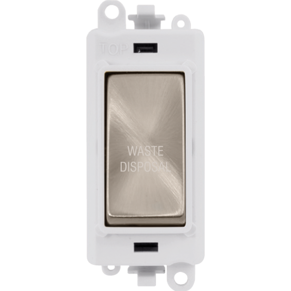 Click GridPro 20AX Double Pole Switch Module - Polar White - Brushed Stainless - Waste Disposal – GM2018PWBS-WD