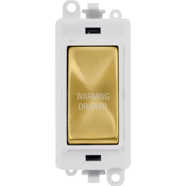 Click GridPro 20AX Double Pole Switch Module - Polar White - Satin Brass - Warming Drawer – GM2018PWSB-WDR