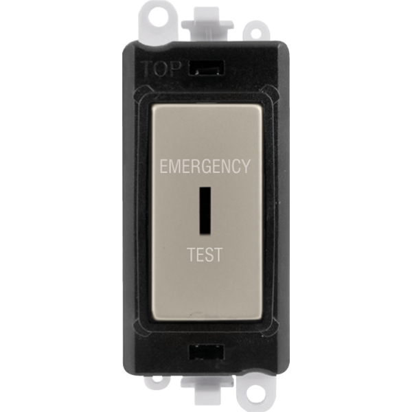 Click GridPro 20AX Double Pole Keyswitch 'Emergency Test' - Black - Pearl Nickel – GM2046BKPNET