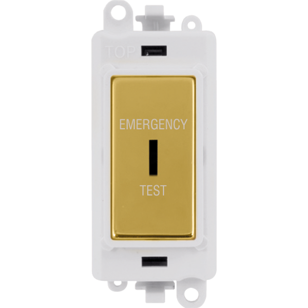 Click GridPro 20AX Double Pole Keyswitch 'Emergency Test' - White - Polished Brass – GM2046PWBRET